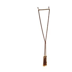 Chain Sautoir Ending in Two Tassels w Rhinestones and Beads Statement Necklace